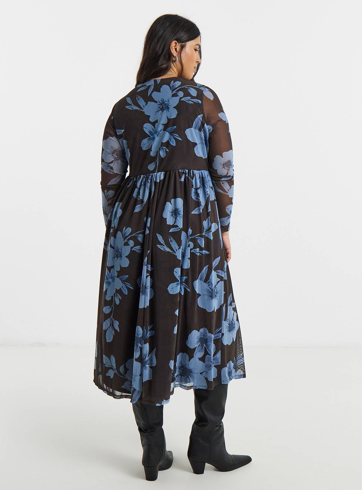 SIMPLY BE Dry Handle Mesh Floral Midi Dress 10 - Image 2